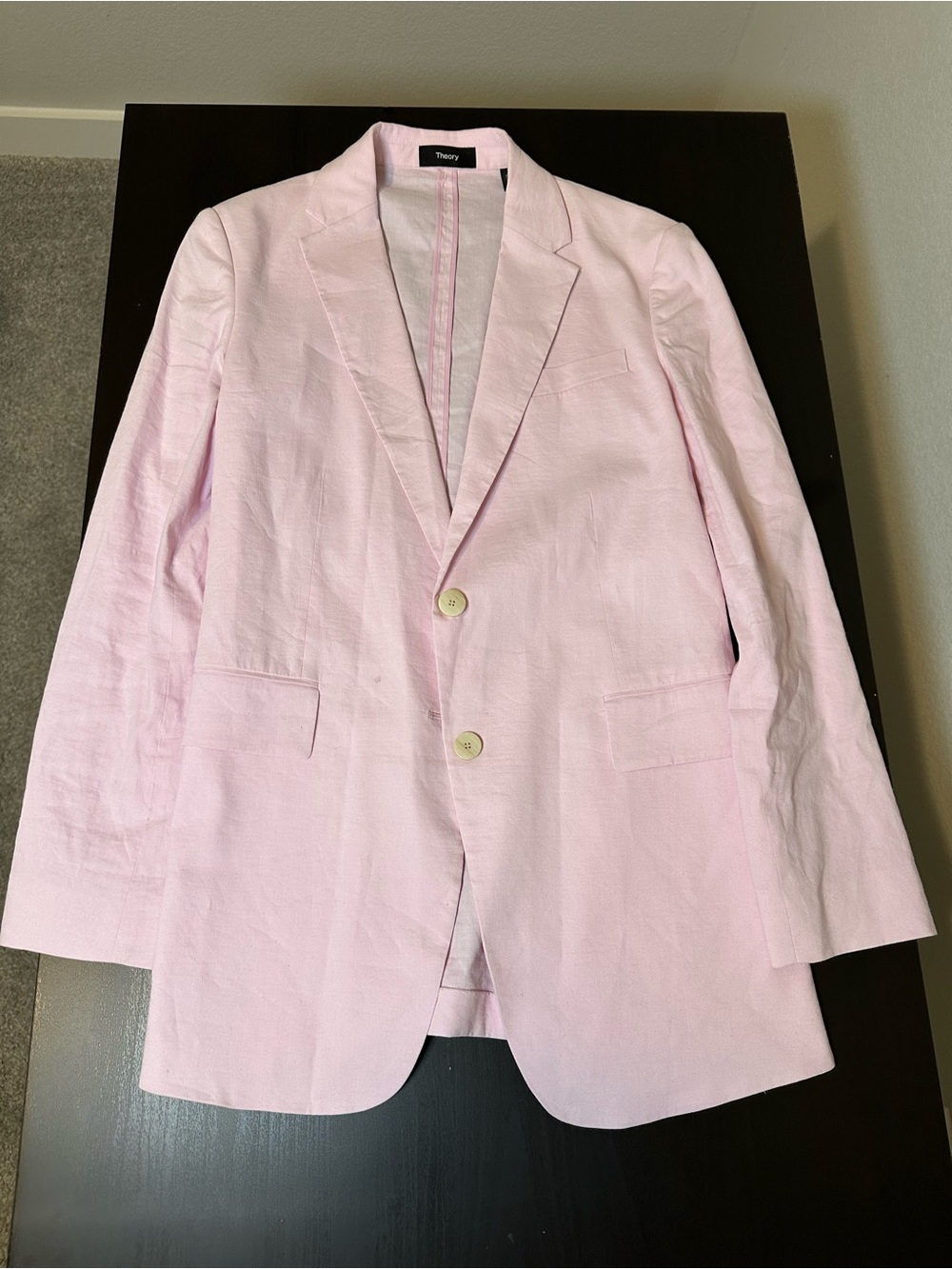Theory Light Pink Linen Blazer - Men's Two-Button Sport Coat